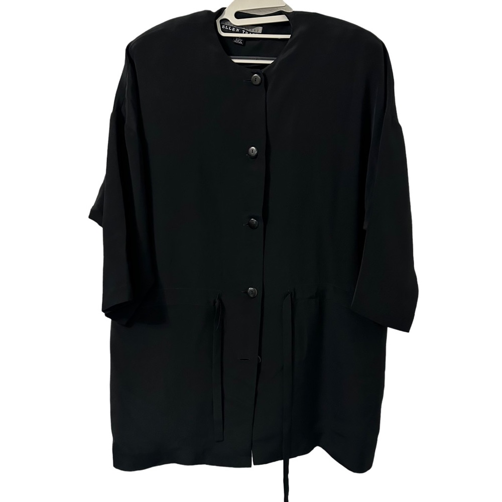 Ellen Tracy Women’s Oversized Black Padded‎ Shoulder Silk Suit Size M